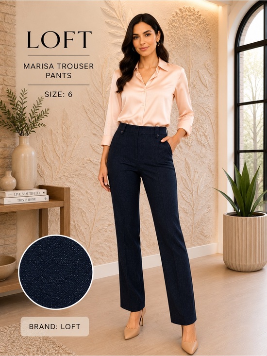 LOFT Pants - LOFT Dark Navy Straight-Leg Trousers